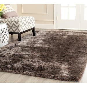 South Beach Shag Latte 5 ft. x 8 ft. Solid Area Rug