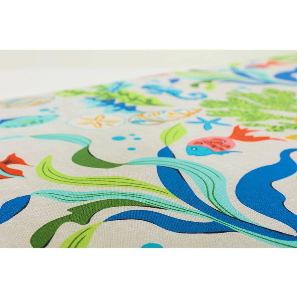 Coral Bay Blue Botanical Print Tufted Chair Pads Set