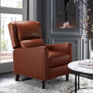 26 in. W Red Brown Living Room Chairs Recliner Armchair with Nailhead Trim