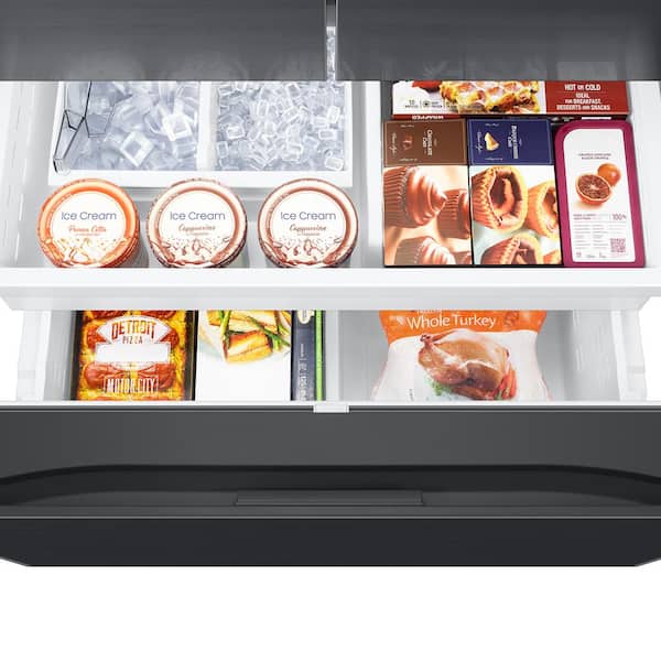 31 cu. ft. Mega Capacity 3-Door French Door Refrigerator with Four Types of Ice in Matte Black Steel