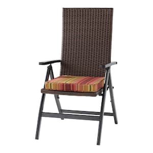 Wicker Outdoor PE Foldable Reclining Chair with Kinnabari Stripe Seat Cushion