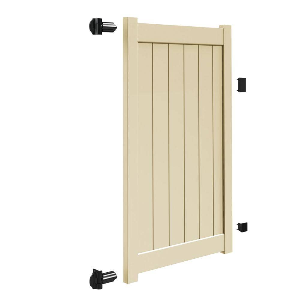 Sand Vinyl Privacy Gate for Pool Areas, 4 ft. W x 6 ft. H