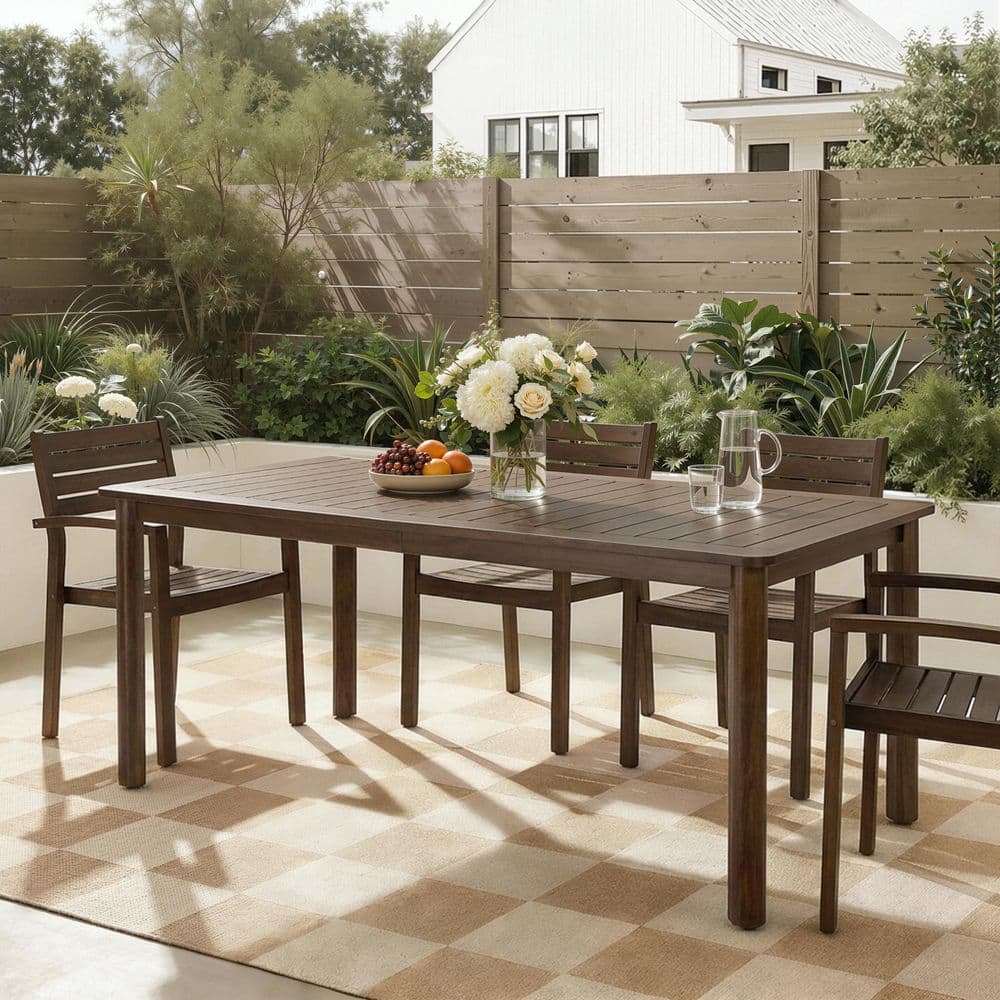 Lucinda Dark Brown Wood Outdoor Patio Rectangle Dining Table price history on PriceWatchPro