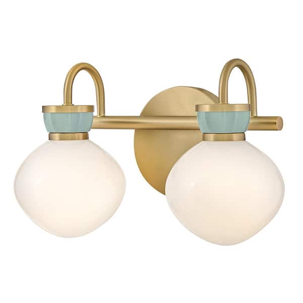 LARK Lucy 15.5 in. 2-Light Lacquered Brass Vanity Light