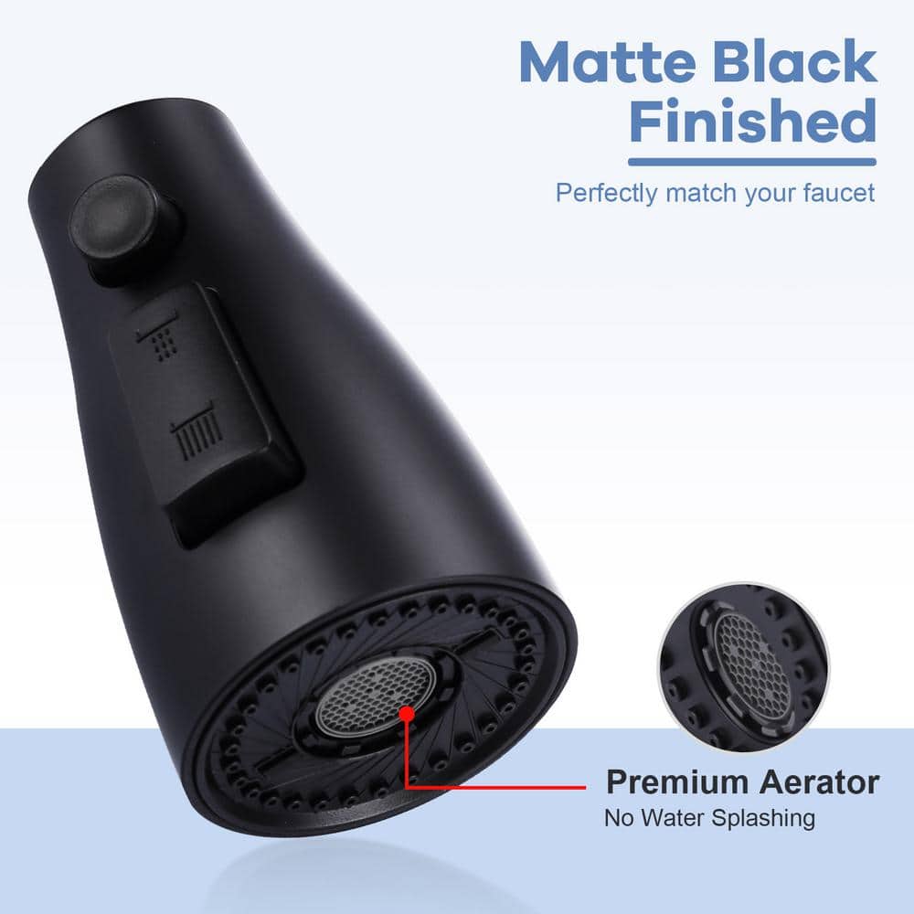 Matte Black ABS 3-Function Pull Down Kitchen Faucet Sprayer with Adapter Kit