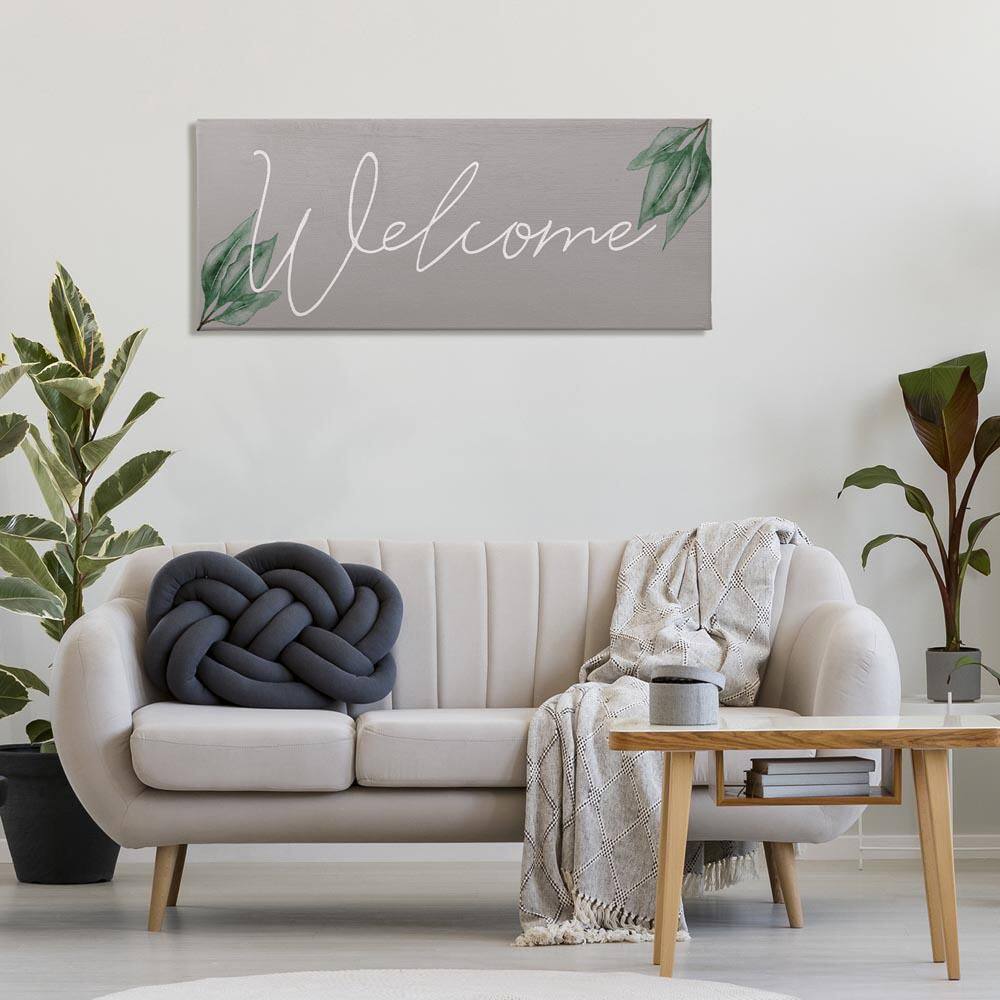 Welcome on Grey with Herbs by Lil' Rue Unframed Typography Graphic Art Print 20 in. x 48 in. price history on PriceWatchPro
