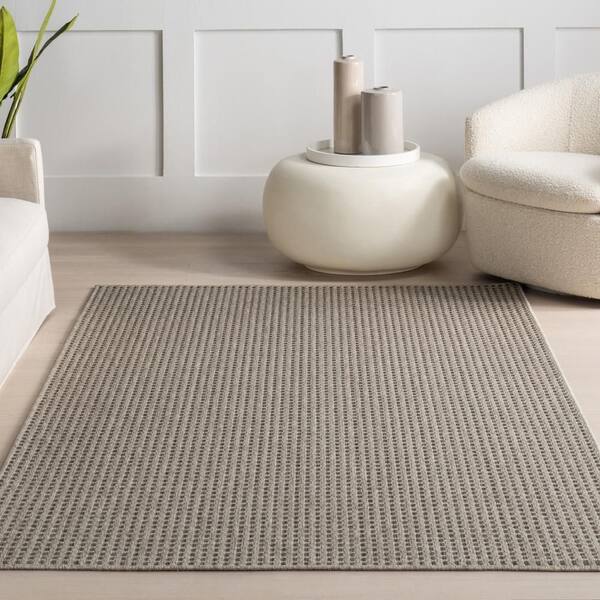 nuLOOM Light Grey 79 ft. x 108 ft. Maeva Geometric Indoor