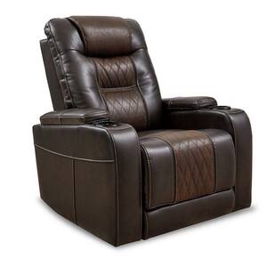 Brown Vegan Faux Leather DualPower Recliner with USB Port