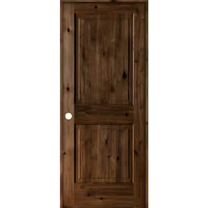 32 in. x 80 in. Rustic Knotty Alder Wood 2 Panel Right-Hand/Inswing Provincial Stain Single Prehung Interior Door
