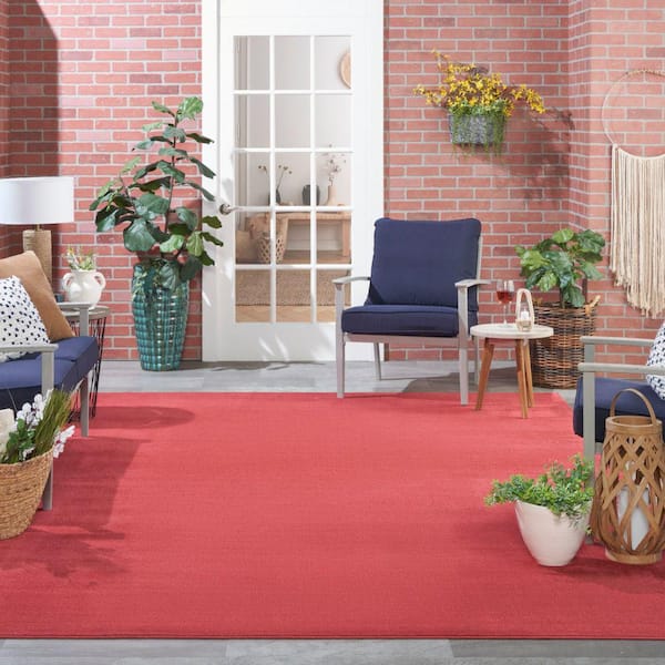 Nourison Essentials 9 ft. x 12 ft. Brick Red Solid Contemporary