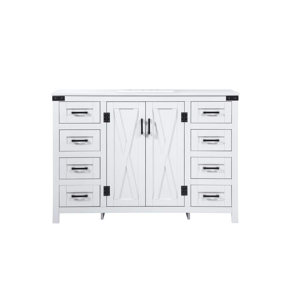 Timeless Home 19 in. W x 48 in. D x 34 in. H Bath Vanity in White with Ivor