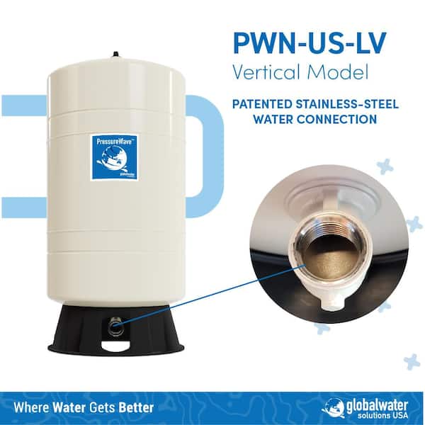 globalwater solutions PressureWave 34.34 Gal. Vertical Pressurized Well Tank  PWN‐US‐130LV - The Home Depot