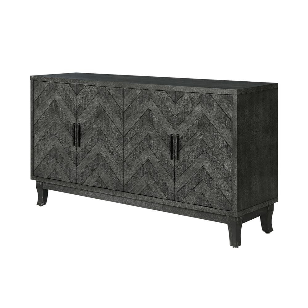 59.8 in. W x 15.5 in. D x 32.3 in. H Gray Linen Cabinet with 2 Adjustable S