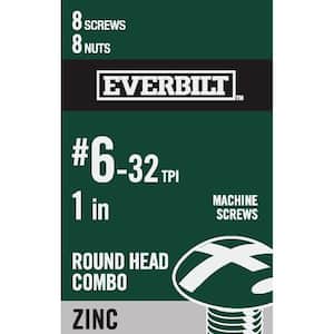 #6-32 x 1 in. Zinc Plated Combo Round Head Machine Screw (8-Pack)