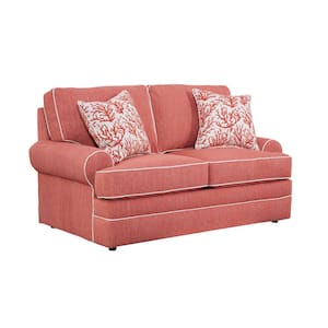 Coral Springs 69 in. W Coral Fabric 2-Seater Loveseat with 2-Accent Pillows