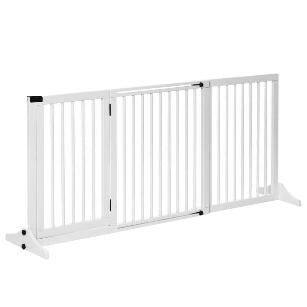 44.5 in.- 65.25 in. L x 14.25 in. H Adjustable Wooden Pet Gate Dog Fence with Safety Barrier, Lockable Door price history on PriceWatchPro