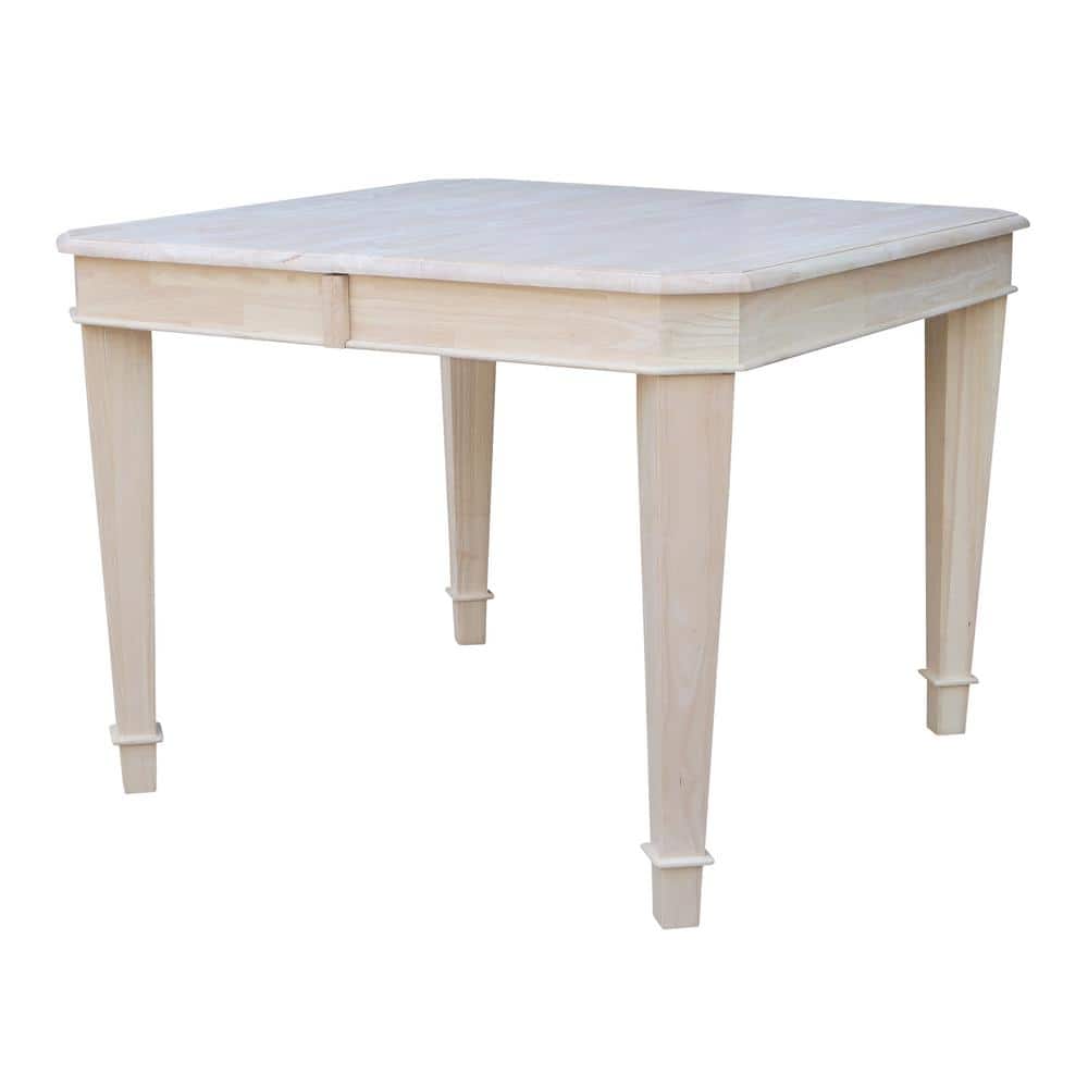 White Wood Extendable Rectangular Dining Table with Tapered Legs