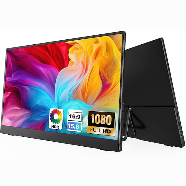 15.6 in. FHD 1080P USB-C Portable Monitor with 90° Adjustable Stand HDR IPS Screen for Laptop MacBook PC Phone Xbox PS5