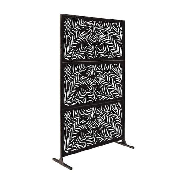 Ejoy New Style MetalArt Laser Cut Metal Black WeepingWillow Privacy Fence Screen (24 in. x 48 in. per Piece 3-Piece Combo)