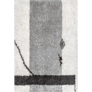 Innis Abstract Shag Gray 5 ft. x 8 ft. Modern Area Rug