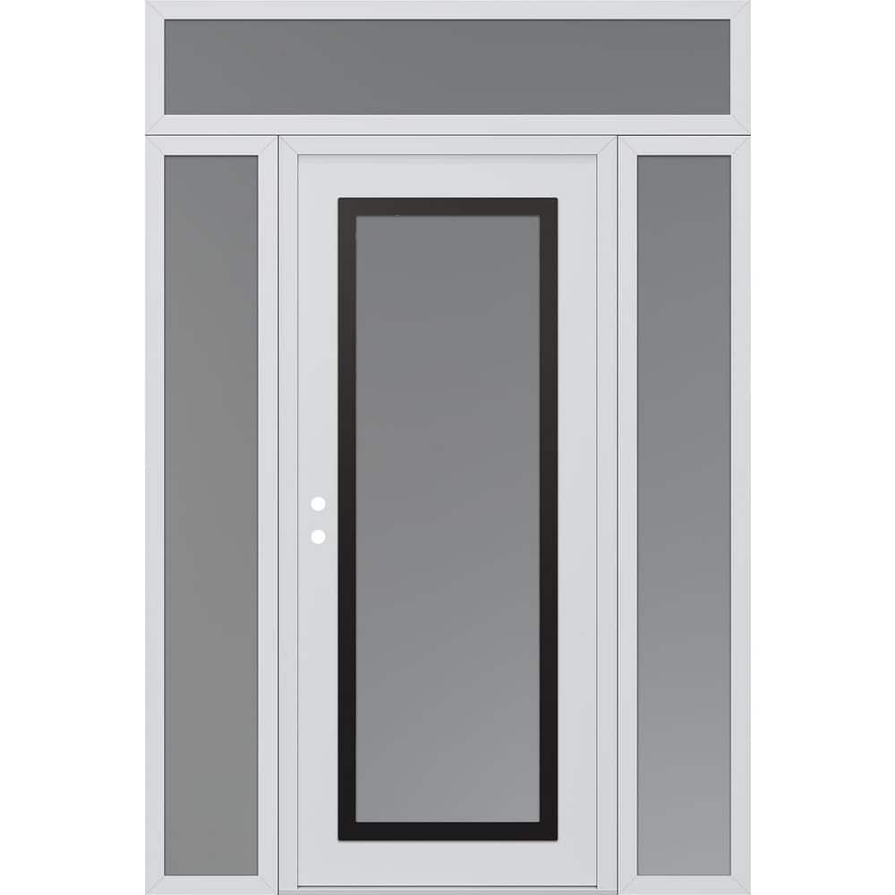 C1 60 in. x 96 in. Black P Right-Hand/Inswing Frosted Glass White/White 2 Sidelite+Transom Steel Prehung Front Door price history on PriceWatchPro