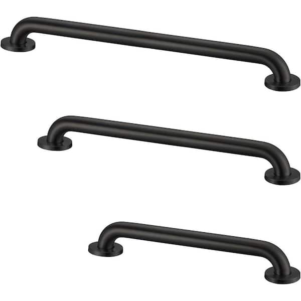 18 in. 36 in. 42 in. Stainless Steel Grab Bar Set, Grab Bar Bundle for Commercial and Residential, Black (3-Piece)