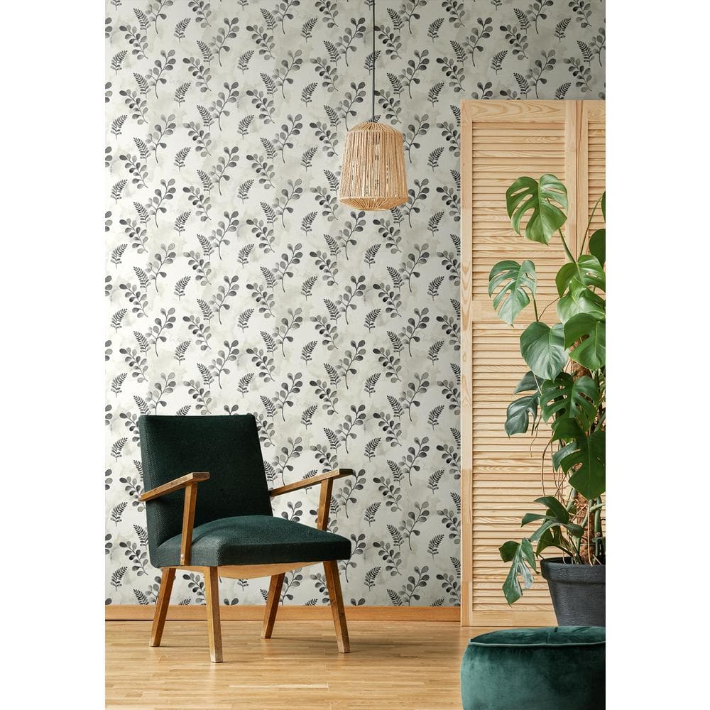 Steel Grey Botanical Self-Adhesive Vinyl Wallpaper Roll