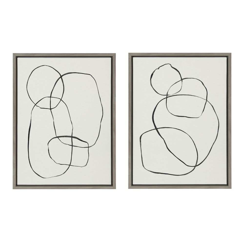 Sylvie Modern Abstract Black and White Canvas Art Set