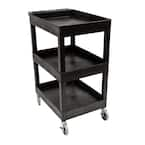 Luxor 24 In. X 18 In. 3 Tub Shelf Plastic Cart, 4 In. Casters In Black 