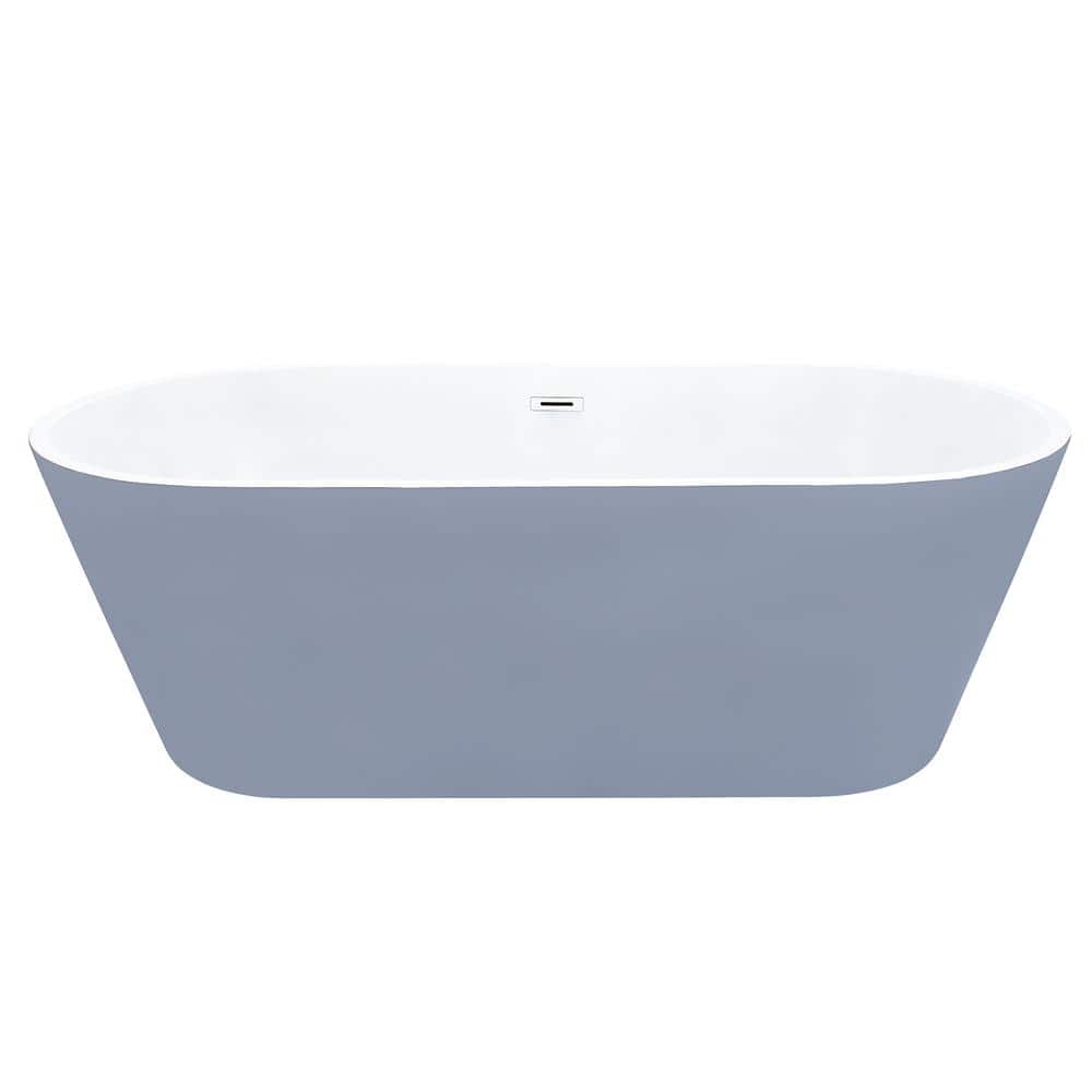Szany 67'' Gray Freestanding Acrylic Soaking Bathtub