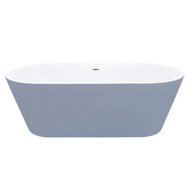 Altair Szany 67 in. Acrylic Flatbottom Soaking Bathtub in Polished Chrome Feet/Overflow
