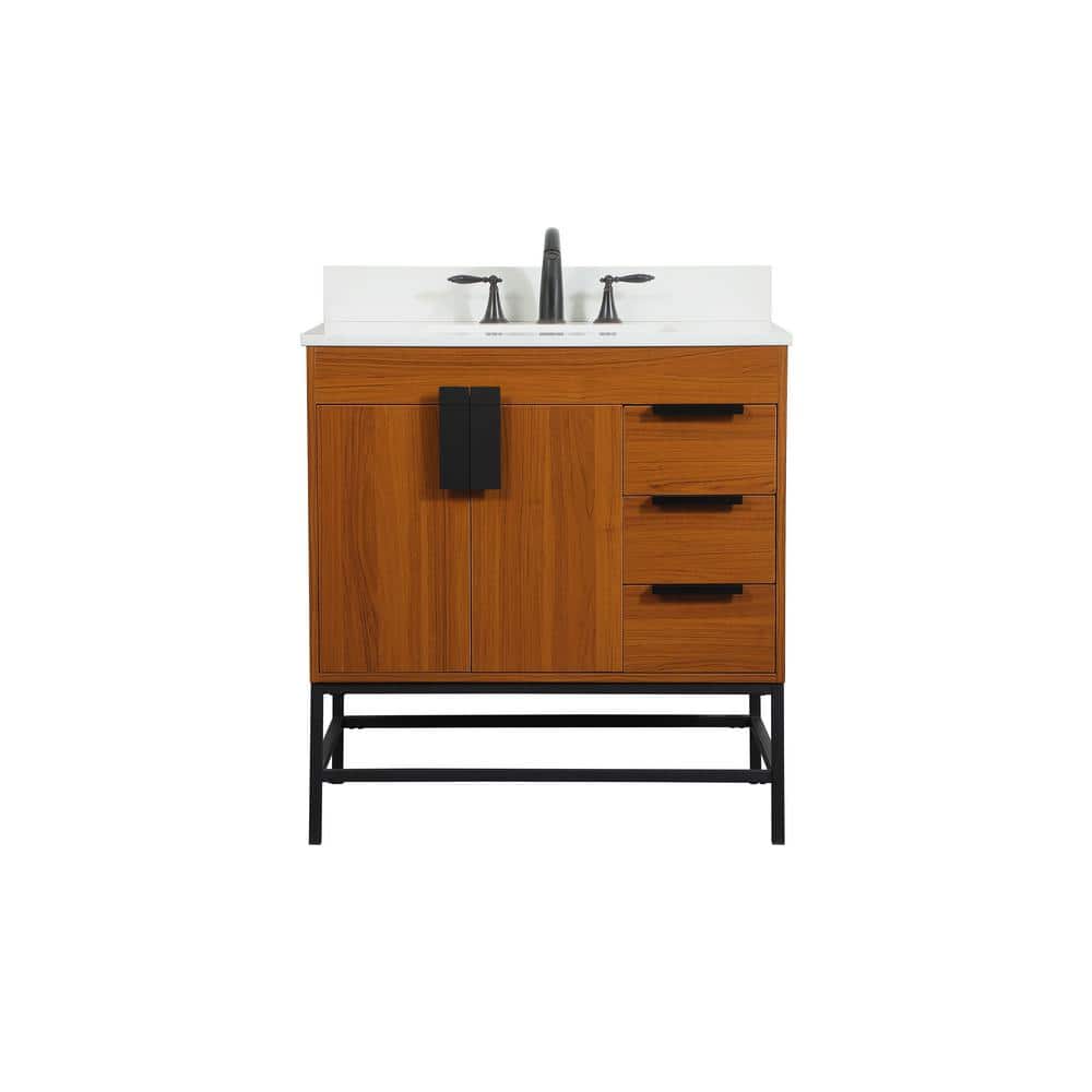 Simply Living 32 in. W x 22 in. D x 33.5 in. H Bath Vanity in Teak with Ivo