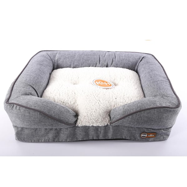 3 Dog Pet Supply Quilted Back Seat Protector with Fleece Bolster - Grey