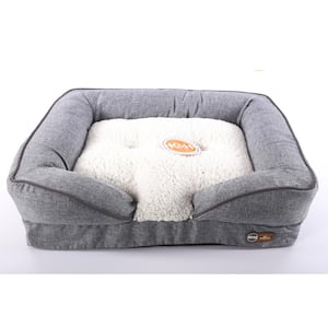 Pillow-Top Orthopedic Lounger Large Classy Gray Ultra-Fleece-Polyester Pet Bed
