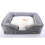 Pillow-Top Orthopedic Lounger Medium Classy Gray Ultra-Fleece-Polyester Pet Bed