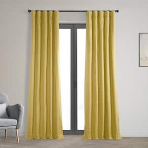 Light Ochre Yellow Solid Cotton 50 in. W x 108 in. L Rod Pocket Blackout Curtain (Single Panel)