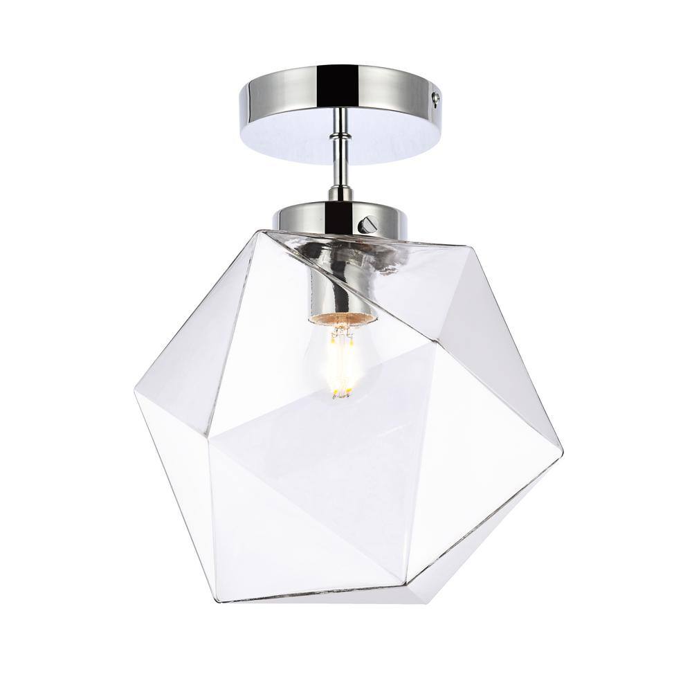 Timless Home 9.8 in. 1-Light Midcentury Modern/School House Chrome and Clea