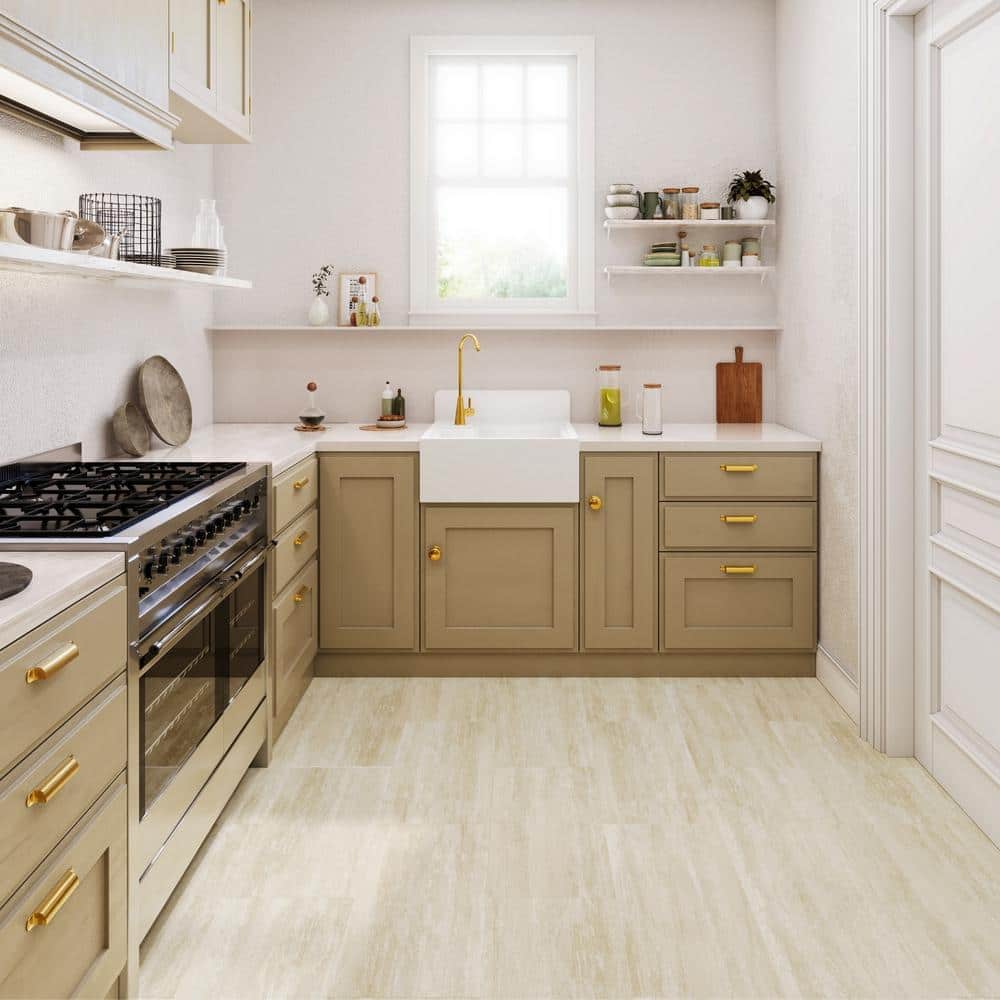 Cream Beige 24" x 12" Waterproof Vinyl Tile Flooring