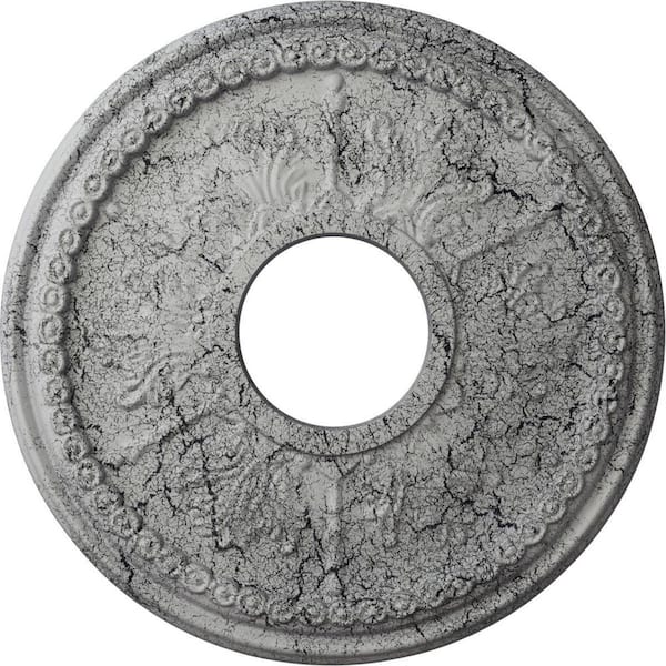 Ekena Millwork 1-1/4 in. x 13-7/8 in. x 13-7/8 in. Polyurethane Tirana Ceiling Medallion, Ultra Pure White Crackle