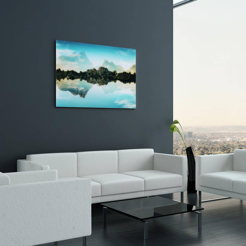 Quiet Waters Blue Tempered Glass Landscape Wall Art, 51" x 36"