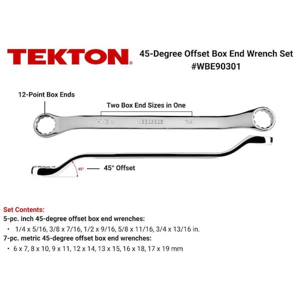 1/4-13/16 in., 6 mm to 19 mm 45-Degree Offset Box End Wrench Set (12-Piece)