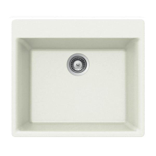 HOUZER Quartztone Drop-In Composite Granite 24 in. 1-Hole Single Bowl Kitchen Sink in Cloud