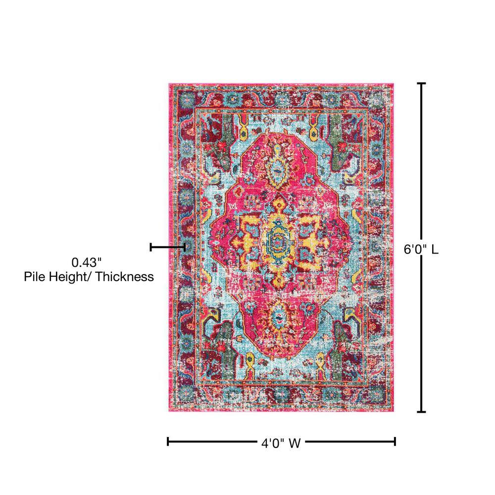 Multi-Color Medallion Synthetic 4' x 6' Area Rug