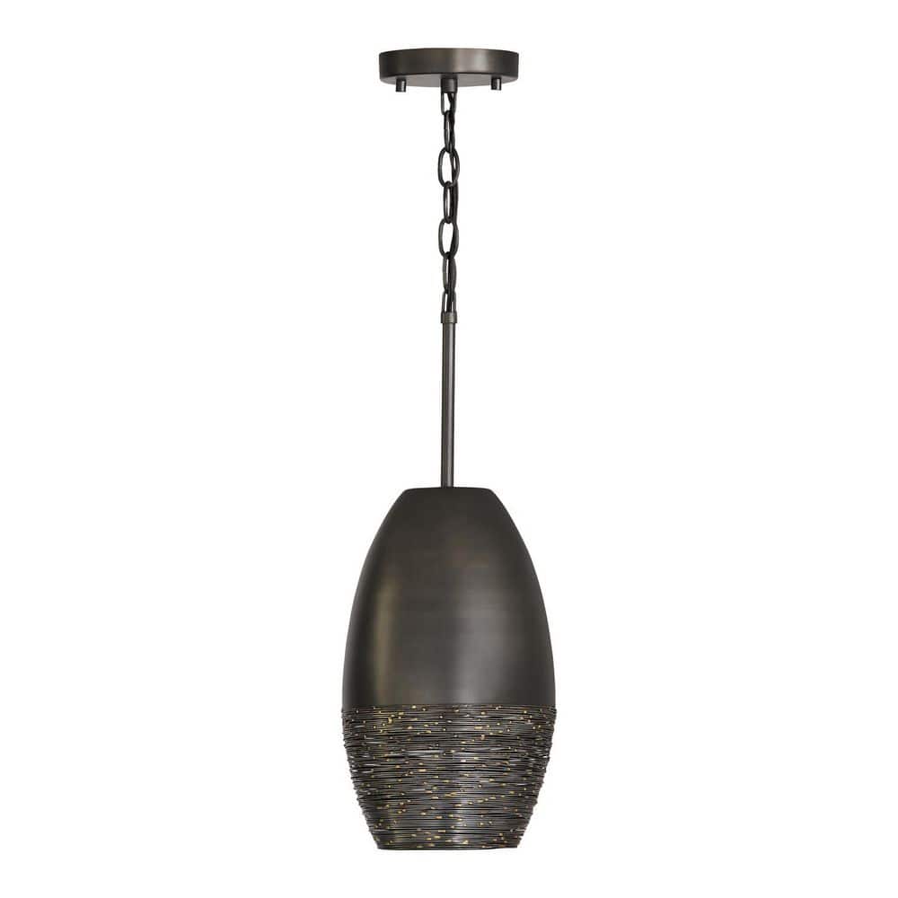 Sana 8 in. W x 13 in. H 1-Light Pendant in Grey Iron with Intricately Hand-Wound Steel Wire and Brass Speckling price history on PriceWatchPro