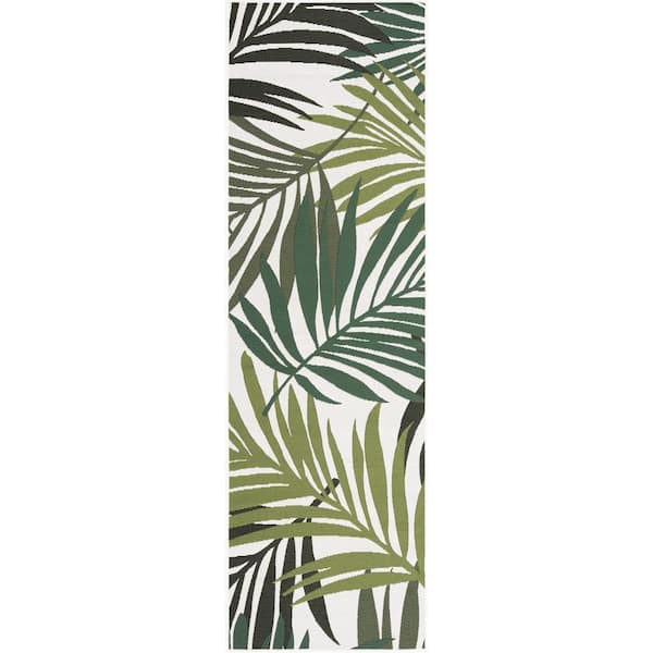 Tayse Rugs Stunning Cream 2 ft. x 8 ft. Floral Indoor/Outdoor Runner Rug
