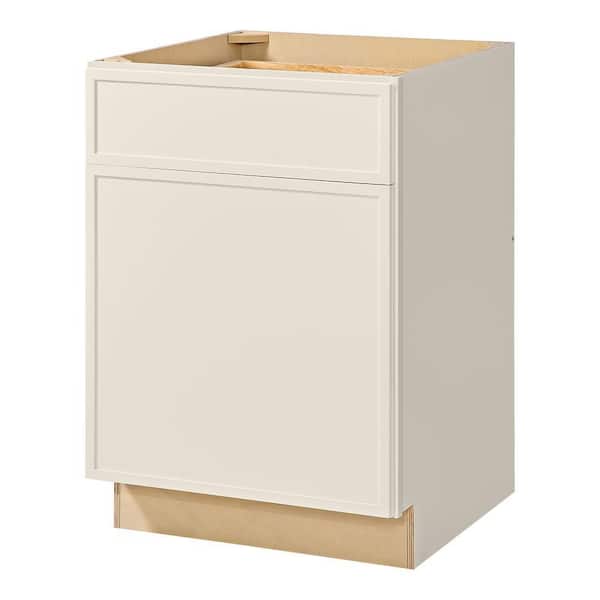 Leyton 24 in. W x 24 in. D x 34.5 in. H Ready to Assemble Plywood Slim Shaker Base Kitchen Cabinet in Antique White