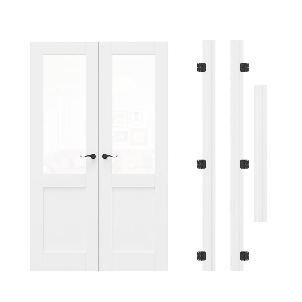 EH PUERTA 48 in. x 80 in. 1/2-Lite Clear Glass Universal White Solid ...