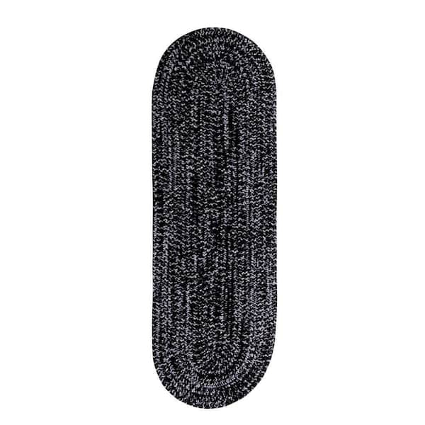 Better Trends Chenille Tweed Braid Collection Black & Gray 24" x 108" Runner 100% Polyester Reversible Indoor Area Rug