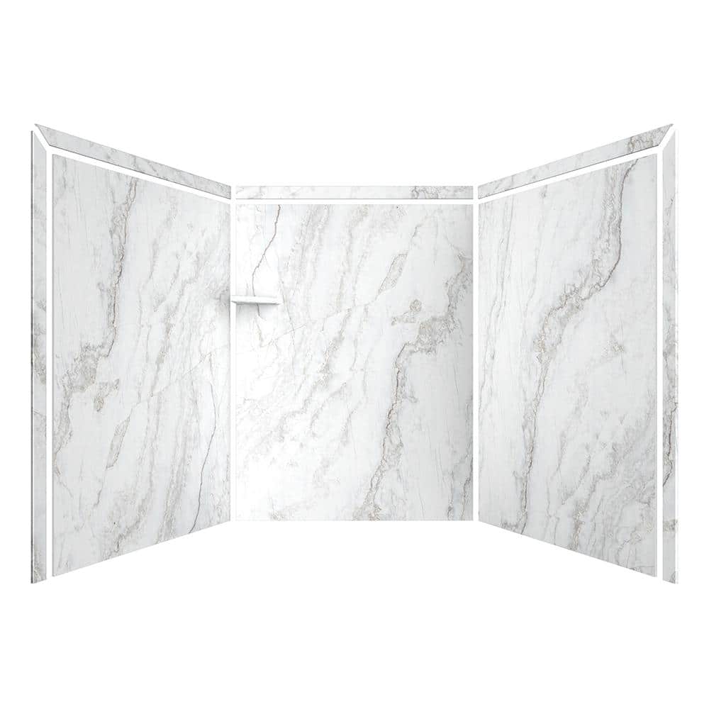 Adaptable 60" x 60" x 80" Calypso Marble Alcove Shower Kit