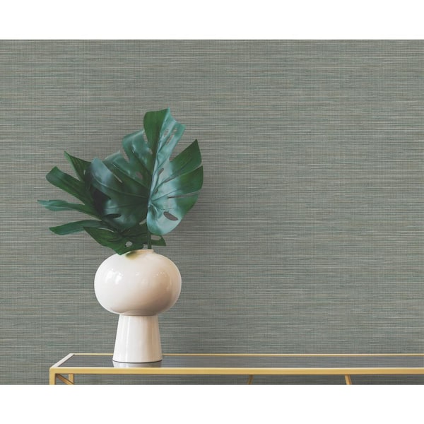 Warner Winn Green Faux Grasscloth Wallpaper Sample